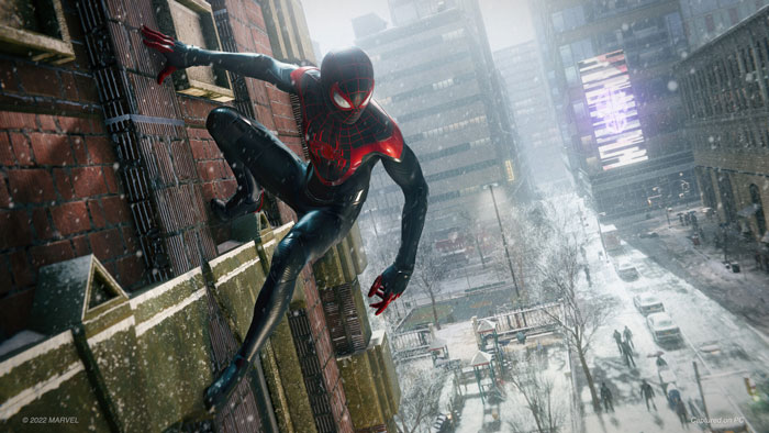 از دیوار گرفتن در بازی Marvel’s Spider-Man: Miles Morales